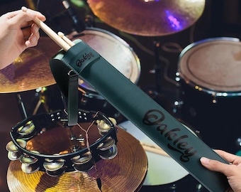 Leather Drumstick Bag Personalized with Name, Custom Monogram Drumstick Holder, Travel Drumstick Pouch, Gift for Drummers & Musicians