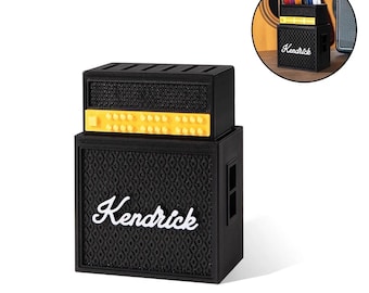 Porta-palhetas personalizado com nome impresso em 3D, estojo para mini amplificador combo com capacidade para 6 palhetas, presente personalizado para amantes de guitarra e ukulele.