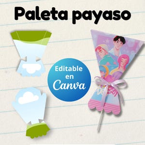 Plantilla Editable en Canva – Cajita para Paleta Payaso (Archivo Digital)