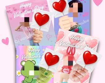 Plantillas para Paletas San Valentín | Editable en Canva | Porta Paletas Imprimible | 24 Diseños | Día del Amor