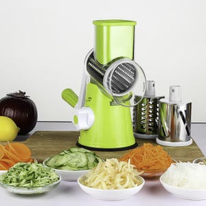 Multi-Function Vegetable Chopper – Manual Round Slicer & Grater Set, Kitchen Food Processor for Cheese, Carrots, Potatoes