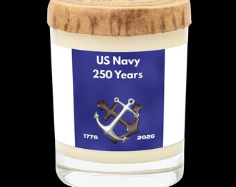 Candela di soia per il 250° anniversario della Marina degli Stati Uniti - Regalo commemorativo 1776-2026 - Candela profumata da 255 g per veterani della Marina.