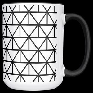 Minimalistisk geometrisk mönstrad mugg | Svartvit triangelformad omslagsmugg | Modern arkitektskrivbordsdekoration | Abstrakt matematikmönster kaffemugg