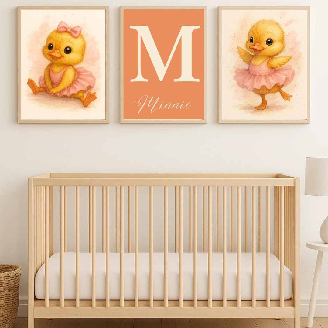 Personalized Duckling Nursery Wall Art Set - Printable Baby Girl Room ...
