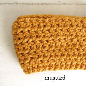 Mustard Yellow Knit Cowl Scarf - Wool Blend Crochet Circle Scarf - Mens Womens Unisex - Ready to Ship