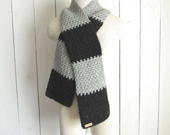 Color Block Scarf - Long Winter Scarf - Knit Crochet Plush Scarf - More Colors - Ready to Ship
