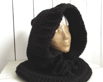 Crochet Hooded Scarf Pattern PDF Drawstring Hood Pattern Cowl Scarf Pattern Instant Download