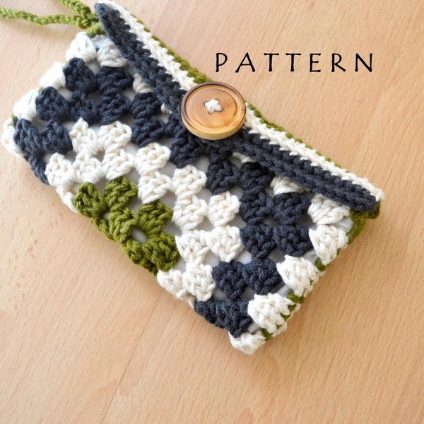 Crochet Bag Pattern - Granny Square Wristlet Clutch Wallet Pattern - Crochet PDF Pattern - DIY - Beginner Crochet