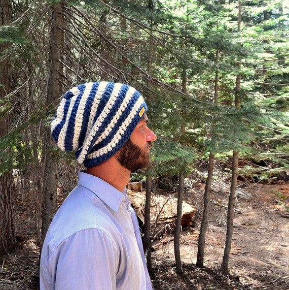 Plush Slouchy Beanie Striped Beanie Hat - Crochet Slouchy Knit Hat - Plush Wool  main image 2
