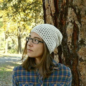 Alpaca Wool Hat - Winter Slouchy Hat - Crochet Beanie Hat - Tan White or Mix - The Local - Ready to Ship