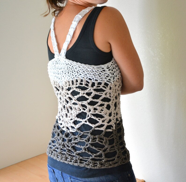 Knit Crochet Tank Top Pattern Boho Hippie Mesh Lace Halter Etsy