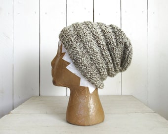 Slouchy Wool Beanie - Hand Knit Accordion Toque - All Natural 100% Wool - More Colors - Ready to Ship
