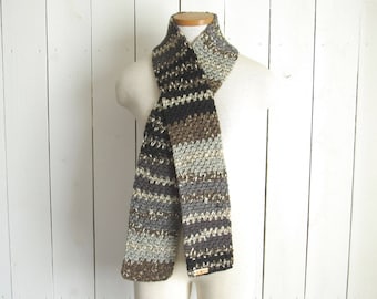 Long Winter Scarf - Knit Crochet Handmade Scarf - Mens Womens Unisex Plush Scarf - One Left - Ready to Ship