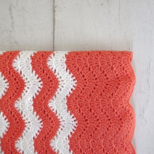 Handmade Baby Blanket - Salmon Pink Little Girls Crochet Security Blanket - Striped Knit Blanket - Baby Shower Newborn Gift - 36 x 29 Inches