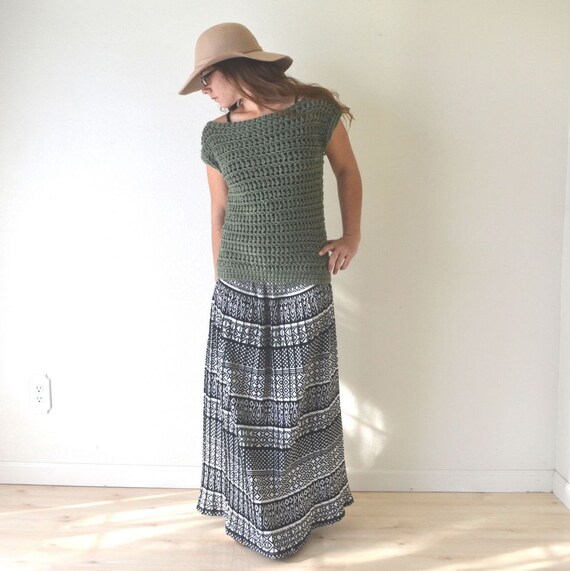 Crochet Sweater Pattern Pdf Open Work Boat Neck Short Sleeve Layering Top Three Sizes Instant Download