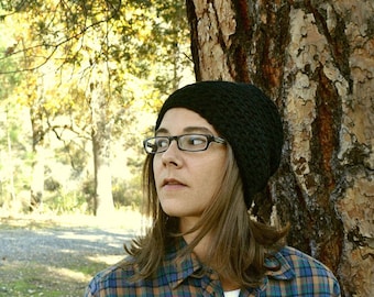 Beanie Crochet Hat - Slouchy Plush Knit Toque - Winter Wool Hat - Small - Blue - Ready to Ship