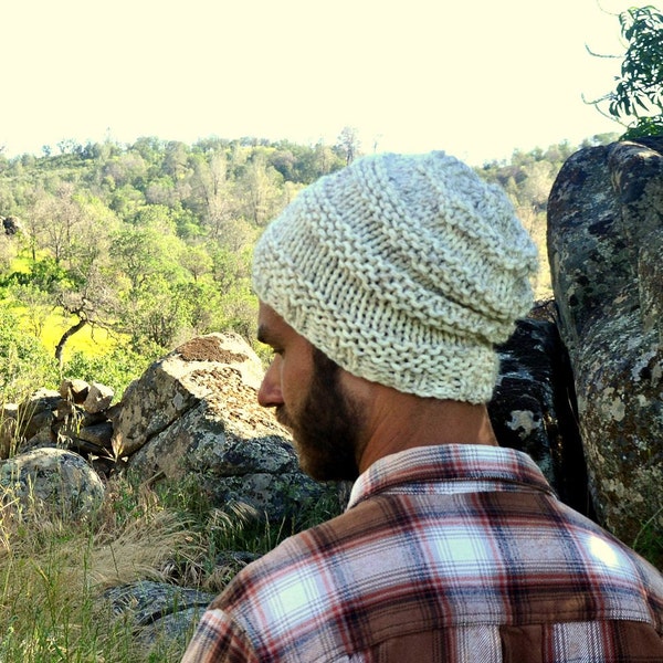 Knit Beanie Hat - Slouchy Wool Winter Accordion Hat - Dread Beehive Hand Knit Hat - More Colors