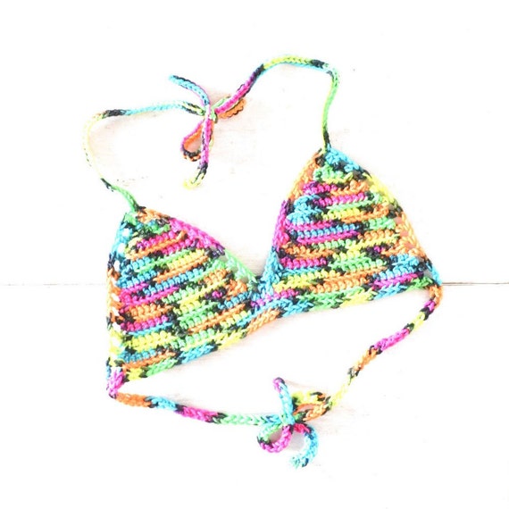 A / B / C / D cup - Vintage Crochet Bikini Sexy Bra Handmade