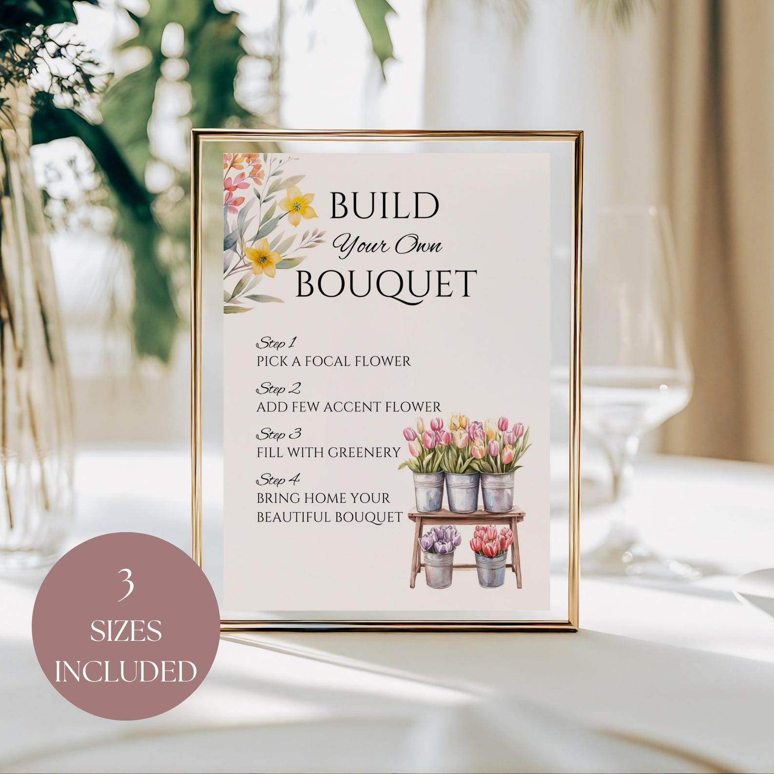 Build Your Own Bouquet Bar Sign, Editable Floral Template for Bridal ...