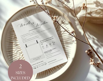 Words of Wisdom Cards for Bride and Groom, Wedding Advice, Printable Favours, Fun Games for Guests
