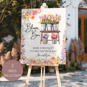 Flower Bar-bord afdrukbaar, 16 x 20 bloemendecor voor bruiloften, vrijgezellenfeesten Instant Download Aanpasbaar vers van de markt Bloemdessin