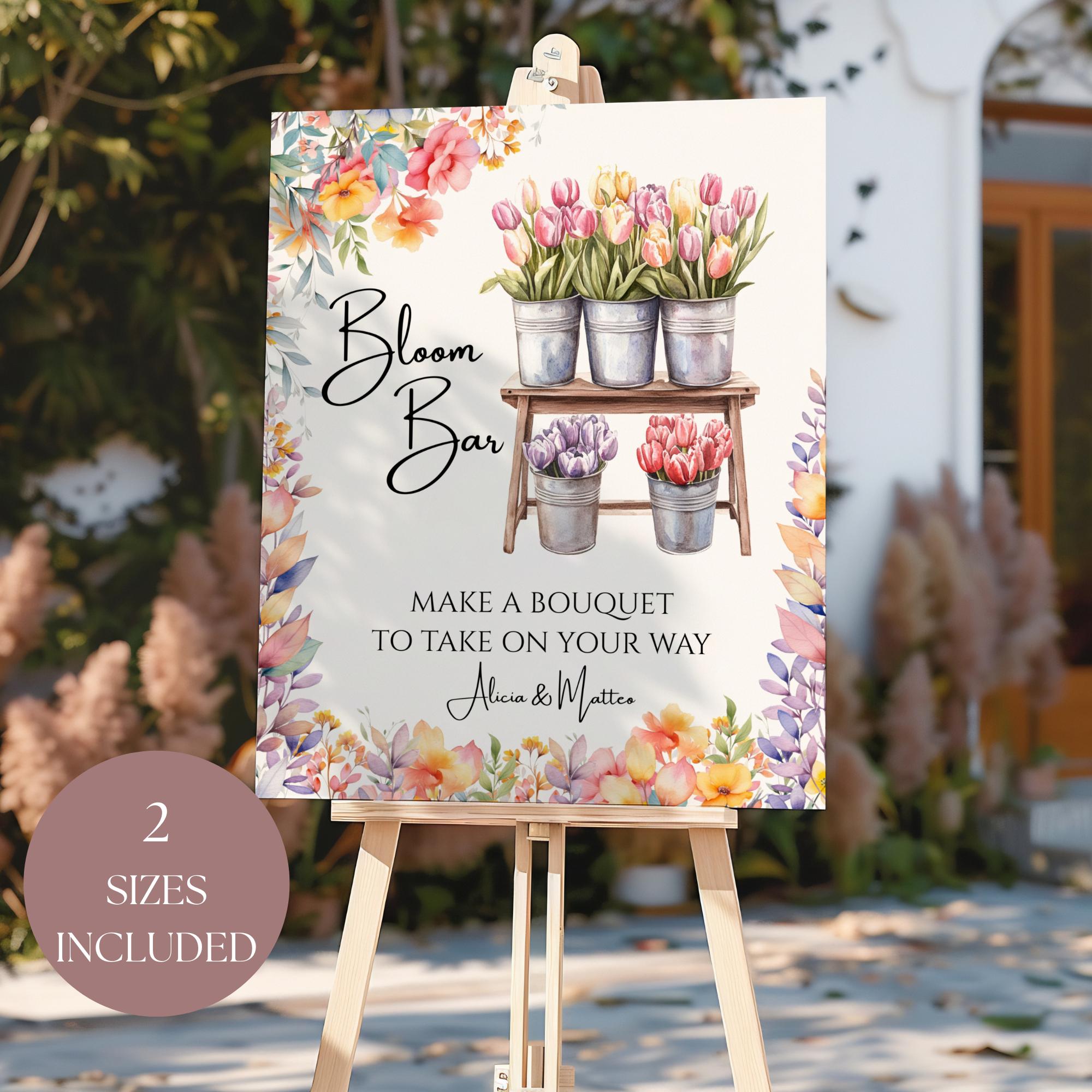 Flower Bar Sign Printable, 16x20 Floral Decor for Weddings, Bridal Showers Instant Download Customizable fresh off the market Floral Design