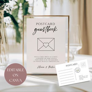 Wedding Guest Book Alternative Unique Postcard Guestbook Template Printable Wedding Sign Digital Download Unique Guestbook Instant Download