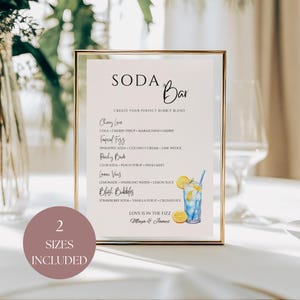 Soda Bar Menu for Wedding, Editable Drink Menu Template, Non-Alcoholic Party Sign, Customizable Soda Bar Decor Fun Soda Decor
