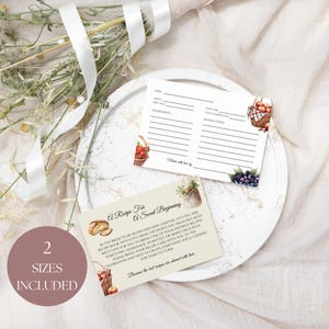 Modèle de carte de recette de douche nuptiale fraîchement sorti du marché, modèle de recette imprimable modifiable pour les événements du marché de producteurs pour le plaisir
