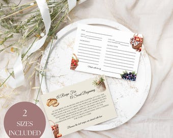 Fresh Off The Market Bridal Shower Recipe Card Template, Editable Printable Recipe for Farmers Market Events Template for Fun