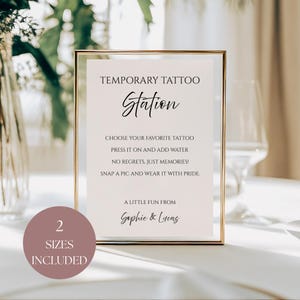 Temporary Tattoo Bar Sign, Customizable Wedding Tattoo Station, Digital Download, Printable Party Decor