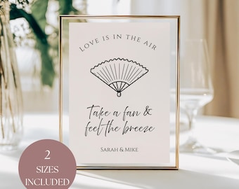 Wedding Fan Signage, Summer Wedding Sign, Outdoor Ceremony Decor, Printable Fan Sign Template, DIY Wedding Fans Take A Fan Sign