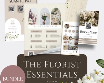 Lista de precios de flores para bodas, guía de precios editable para floristas, plantilla personalizable, hoja de precios de floristería, flores para bodas, escanear para pagar
