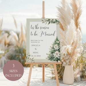 Tis the Season to Be Married Welcome Sign, Christmas Wedding Decor, Holiday Wedding Sign, Winter Wedding Decor