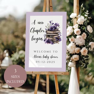 Next Chapter Baby Shower Welcome Sign, Storybook Decor, Printable Digital Download for Your Celebration