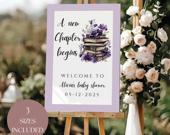 Next Chapter Baby Shower Welcome Sign, Storybook Decor, Printable Digital Download for Your Celebration