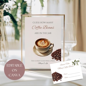 Guess How Many Coffee Beans Game, Fun Bridal Shower Activity, Printable Instant Download, Coffee Party Game