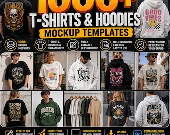 1000+ T-Shirt Hoodie Mockup Templates | Print On Demand PSD Bundle