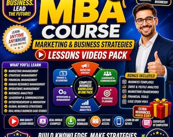 Complete MBA Course | Marketing & Business Strategies | Lessons Videos Pack | Business Management Training | Digital Download