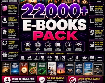 22,000+ eBooks Bundle | Life Transforming | Graphic Designing | Cooking & Recipes | PLR Instant Download