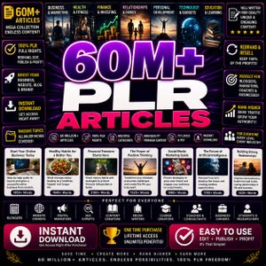 Paket med 60 miljoner PLR-artiklar | Innehållspaket med rättigheter för privata varumärken (digital nedladdning)