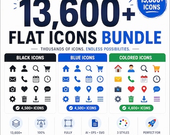 13,600+ Flat Icons Bundle, Black Blue Colored Vector Pack (svg, png, eps, ai, pdf)