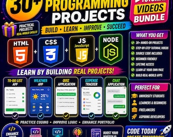 Plus de 30 vidéos de didacticiels sur des projets de programmation faciles | HTML CSS JavaScript Node.js | Projets de développement Web | Cours de codage