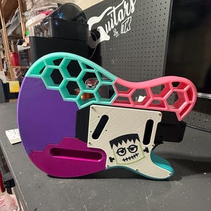 Multi colored “FRANKENSTEIN” Custom Guitar – 3D Printed Body | One-of-a-Kind Build