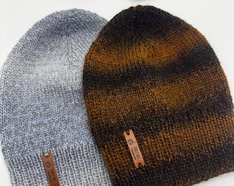 Handmade Merino Natural Wool Beanie Hat Without Cuff