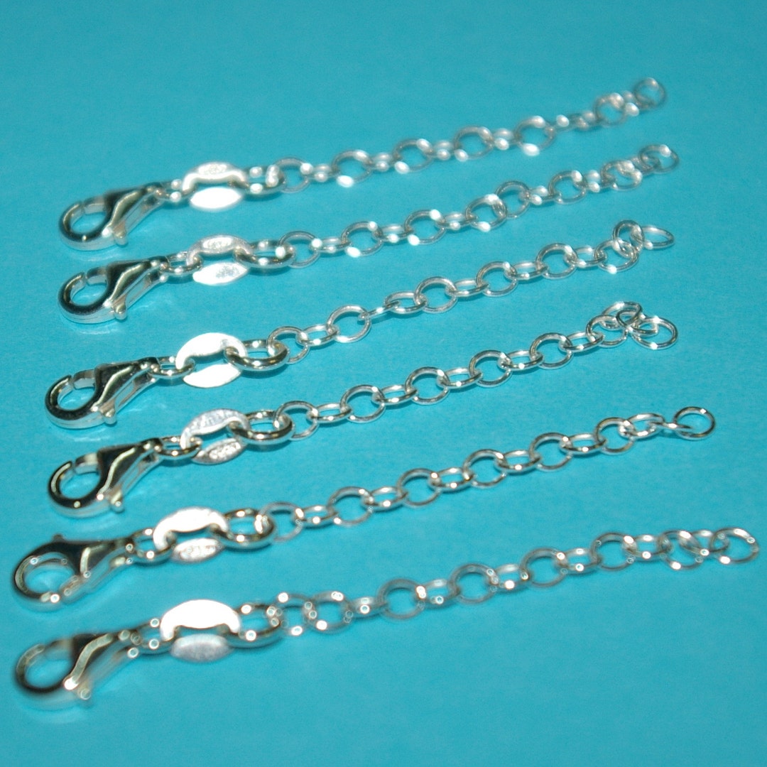 6 Pieces Sterling Silver 925 2 Inch 5cm CHAIN EXTENDERS With Lobster ...