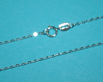 16,5 inch gerhodineerd over echt massief 925 sterlingzilver met fijne platte kabel KETTING - gratis verzending wereldwijd