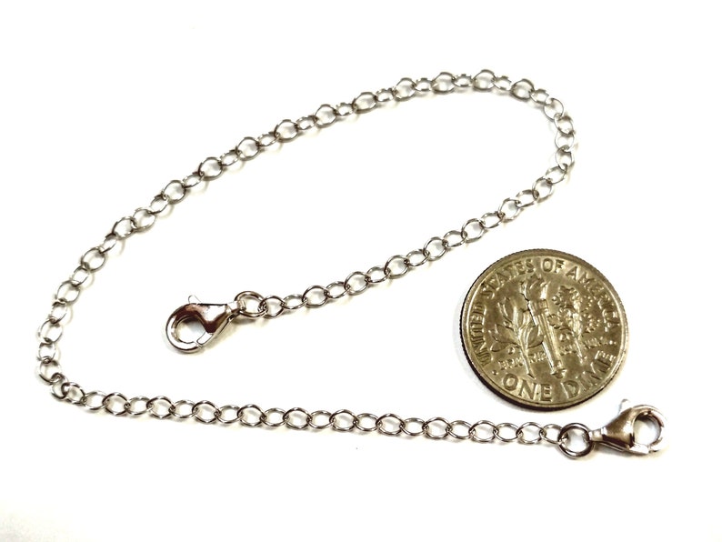 3 10 pieces WHOLESALE LOTS Rhodium Plated 925 Sterling Silver 2.5x3mm Cable Chain Lobster Clasps EXTENDERS 1 6 1.5 5 8 inches 4 2 7