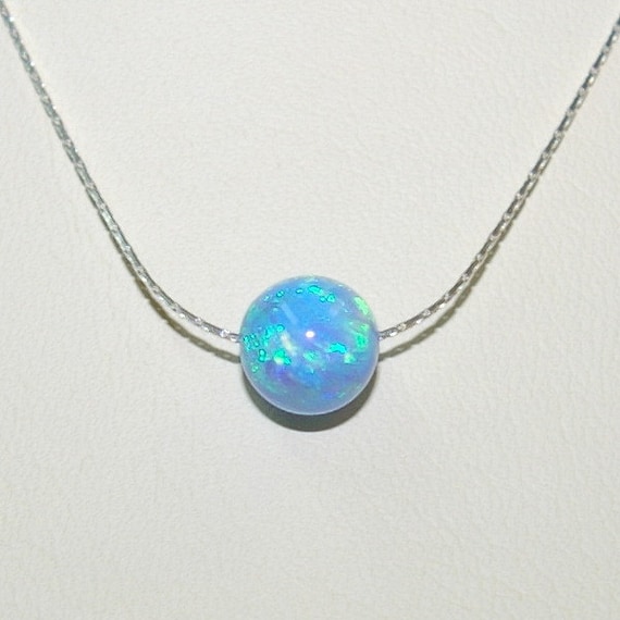 Blue Opal Station Style Chain Necklace 46 inches in Length Sterling Silver Blue Opal Station Style Chain Necklace 46 inches in Length Sterling Silver
