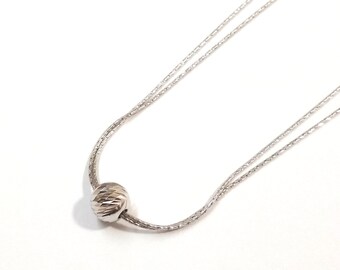 Rhodium Plated 925 Sterling Silver 8mm Laser Cut Bead TWO STRANDS Diamond Cut Chains Necklace. Made to your size. Free Shipping Worldwide